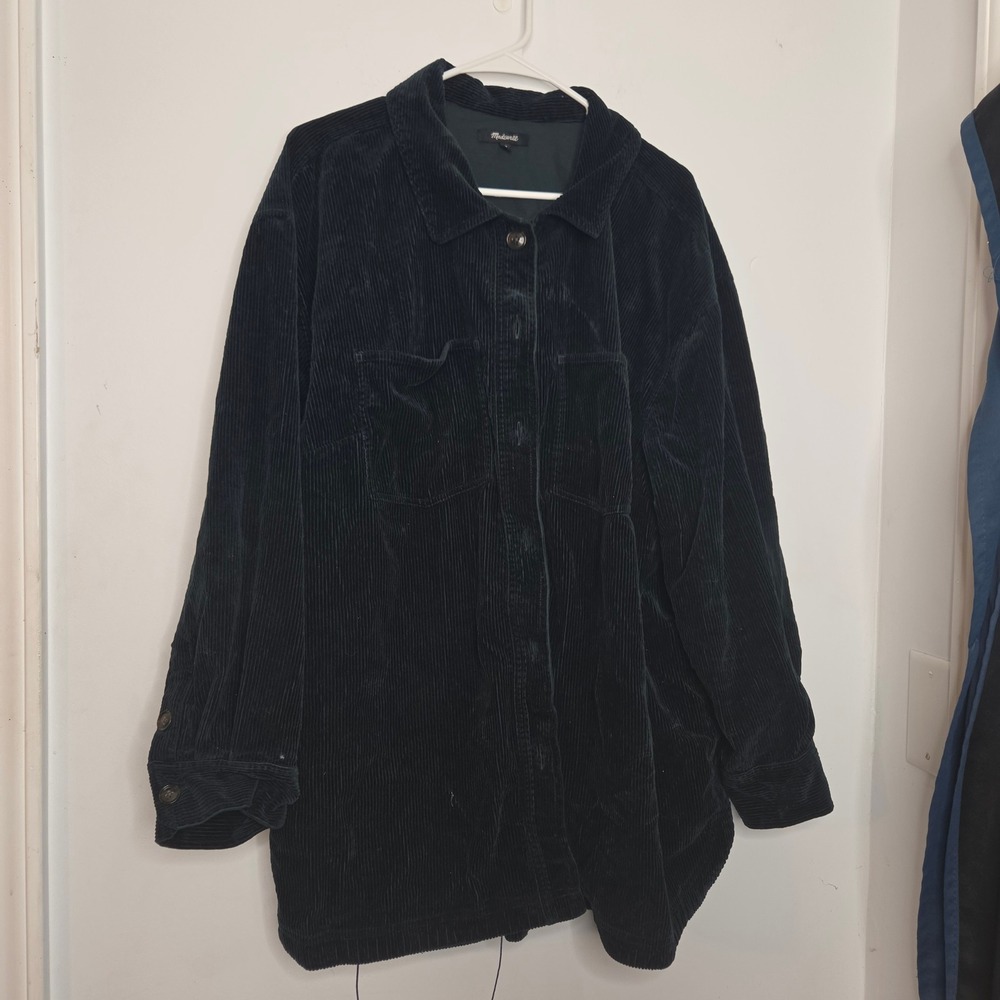 Madewell Dark Green Corduroy Button Down Shirt‎ Jacket Shacket Womens 2X